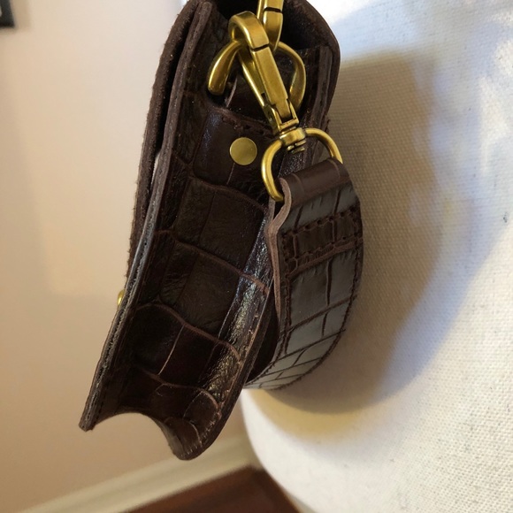 Madewell Brown Leather Crocodile Embossed Mini Handbag NWT Crossbody - Picture 4 of 15